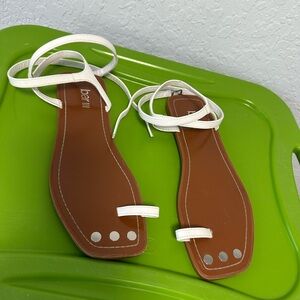Bar III White and Brown Strappy Sandals